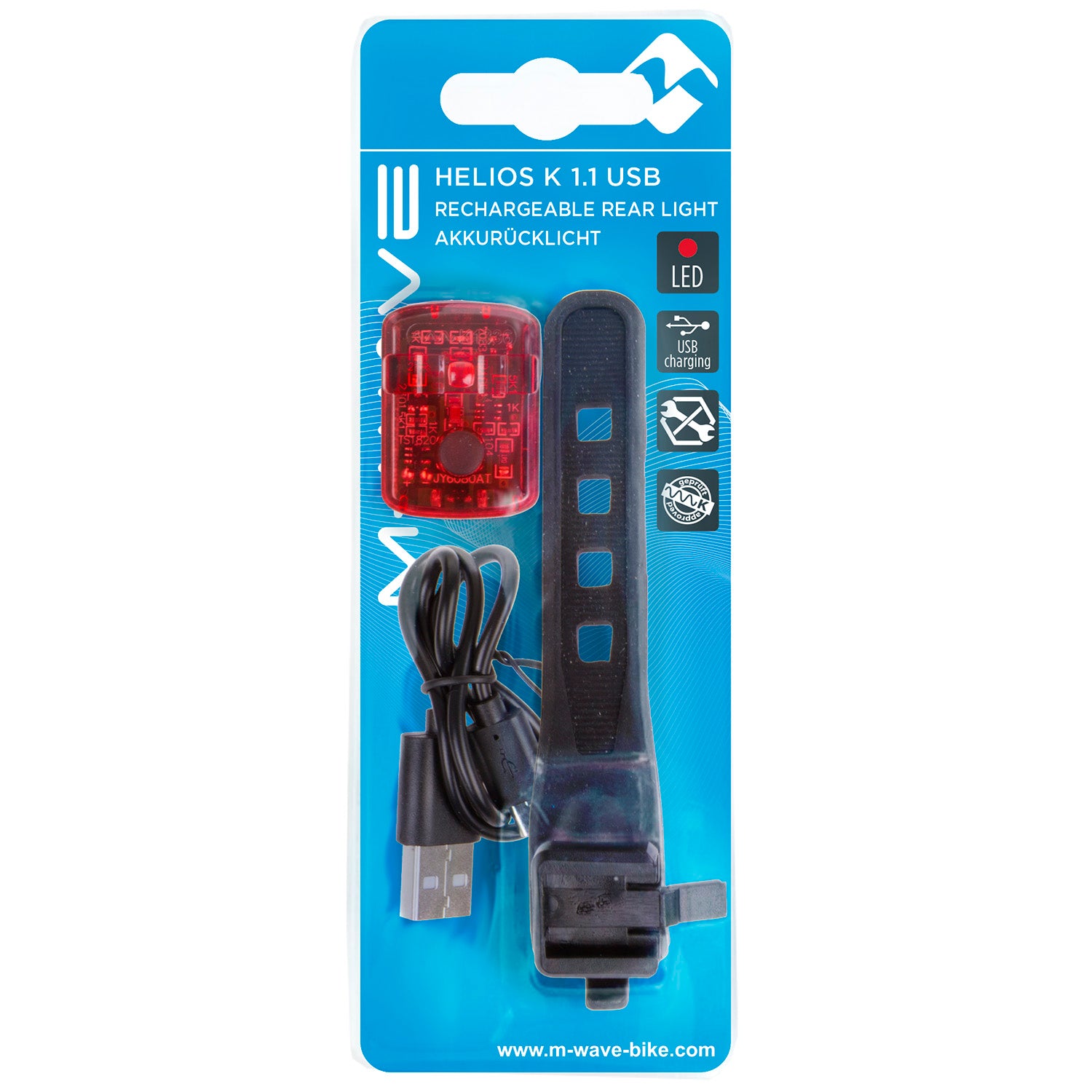 M-Wave Helios K 1.1 USB SL wiederaufladbares Akku-Rücklicht