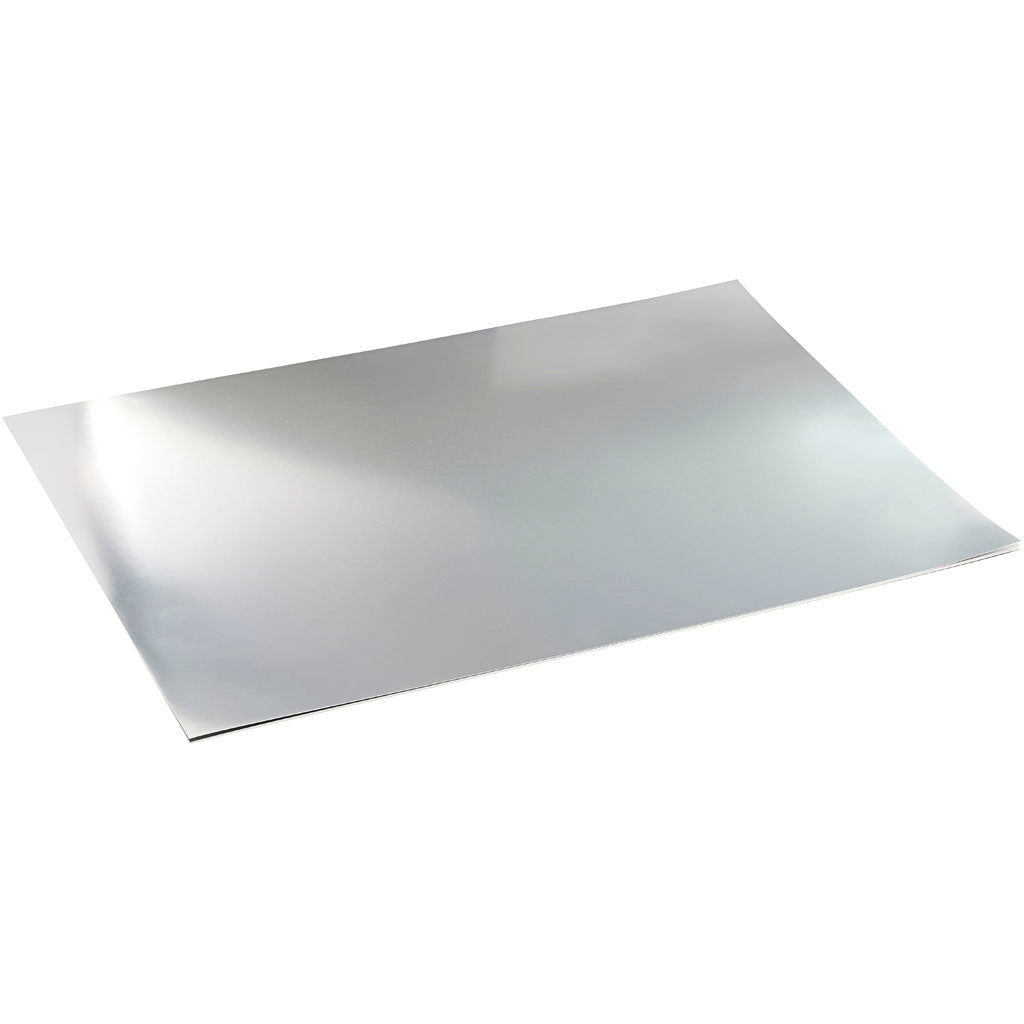 Creativ Company Metallfolienkarton, A2, Blatt 420 x 594 mm, 280 g, Silber, 10 Blatt 1 Karton