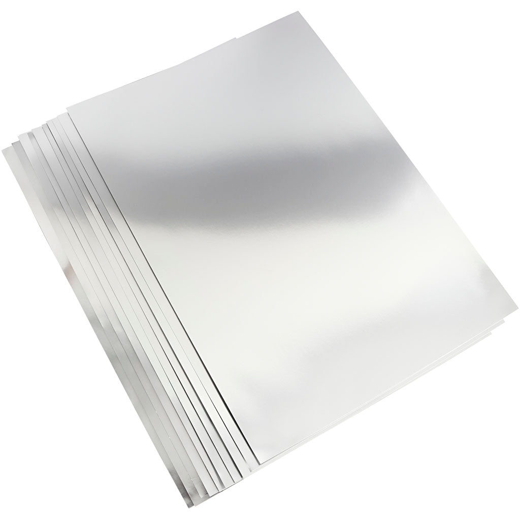 Creativ Company Metallfolienkarton, A2, Blatt 420 x 594 mm, 280 g, Silber, 10 Blatt 1 Karton