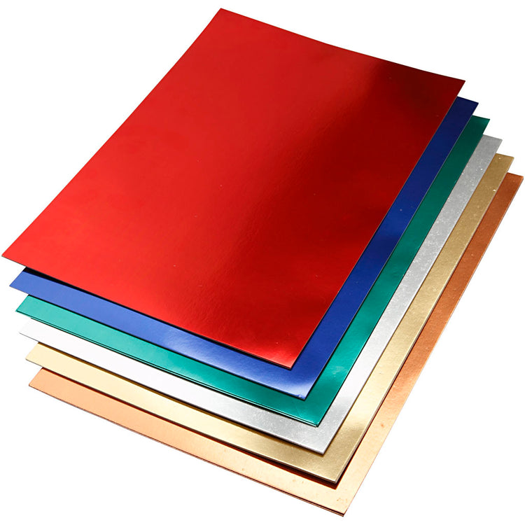 Creativ Company Metallfolienkarton, A2, Blatt 420 x 594 mm, 280 g, verschiedene Farben, 30 div. Blätter, 1 Karton
