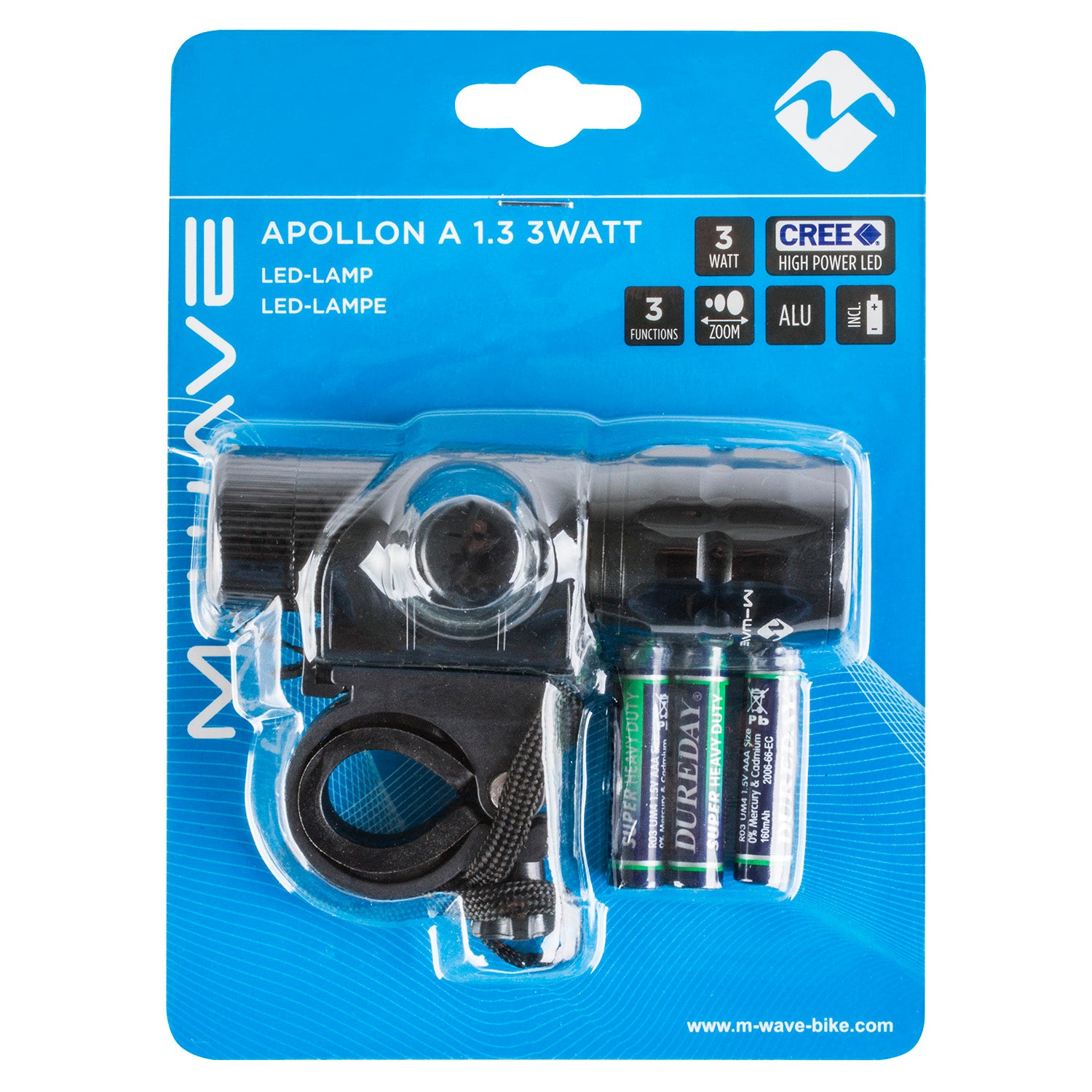 M-Wave Apollon, ein 1,3-3-Watt-Akku-Frontlicht
