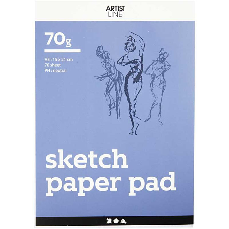 Creativ Company Skizzenblock, A5, Blatt 148x210 mm, 70 g, weiß, 70 Blatt 1 Box