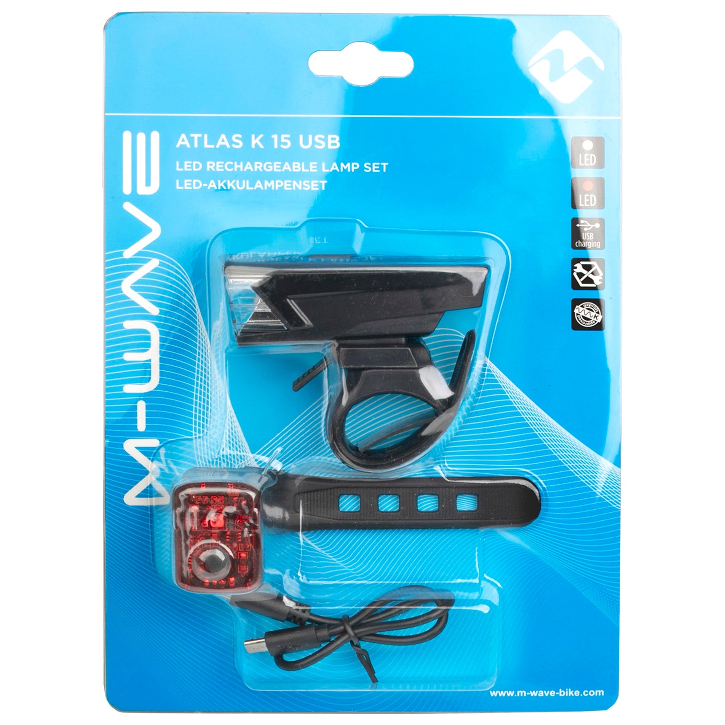 M-Wave Atlas K 15 USB-Akku-Beleuchtungsset