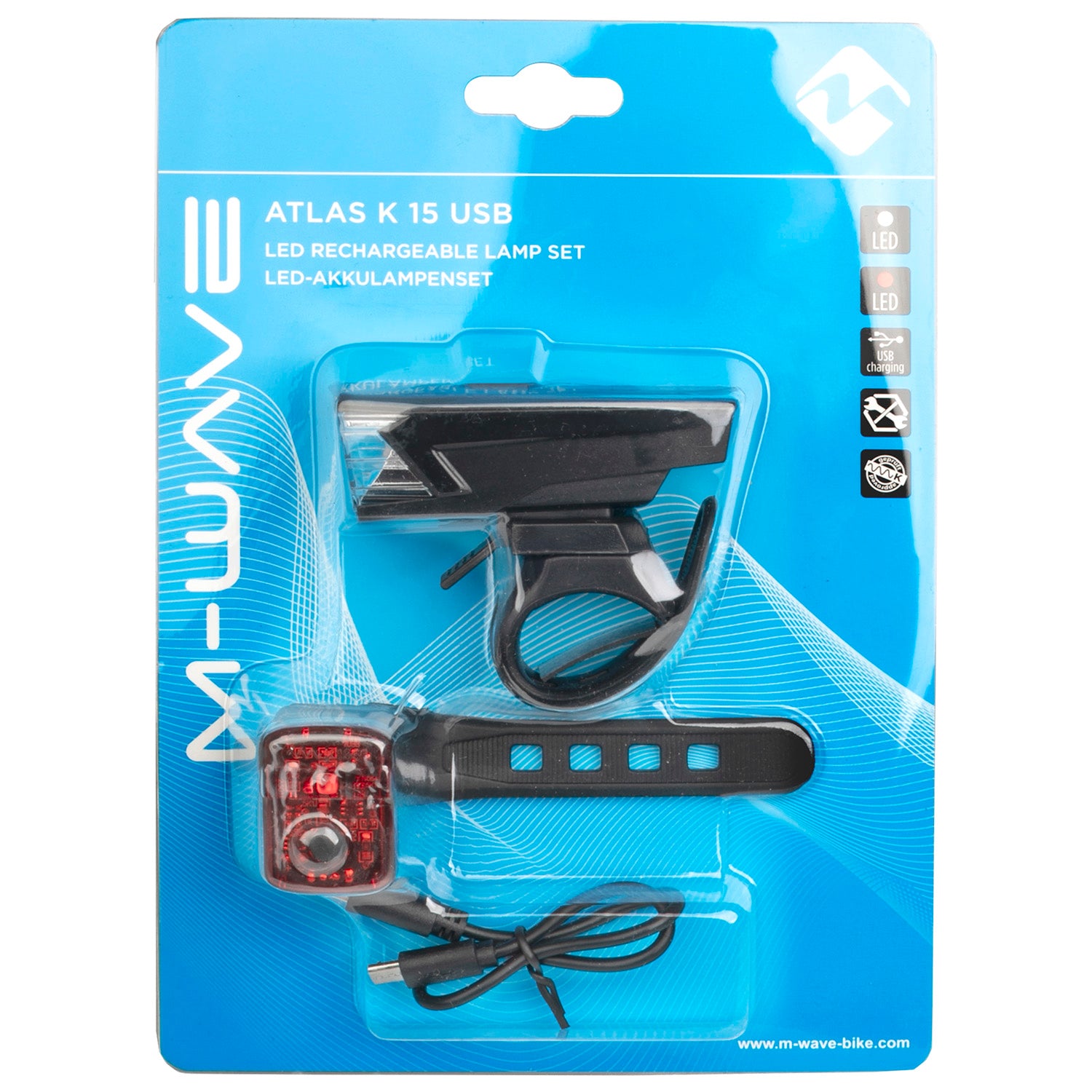 M-Wave Atlas K 15 USB-Akku-Beleuchtungsset