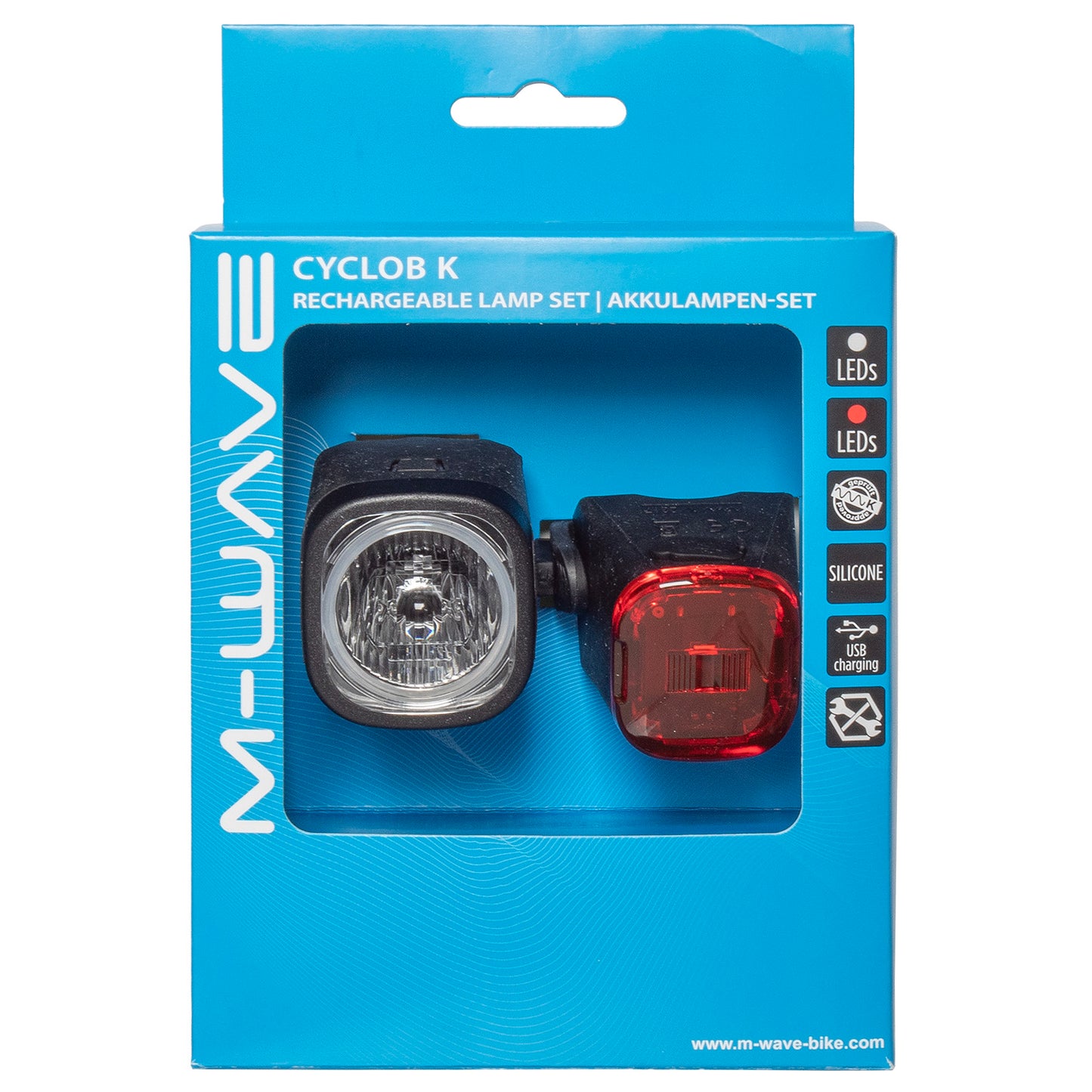 M-Wave Cyclob K USB wiederaufladbarer Akku Stvzo Beleuchtungsset