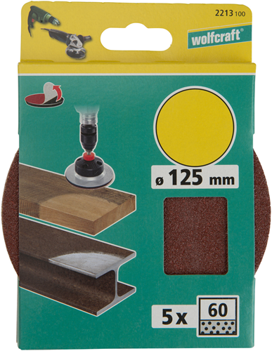Wolfcraft Haftschleifscheiben | k60 | ø125mm | 5 Stück - 2213100