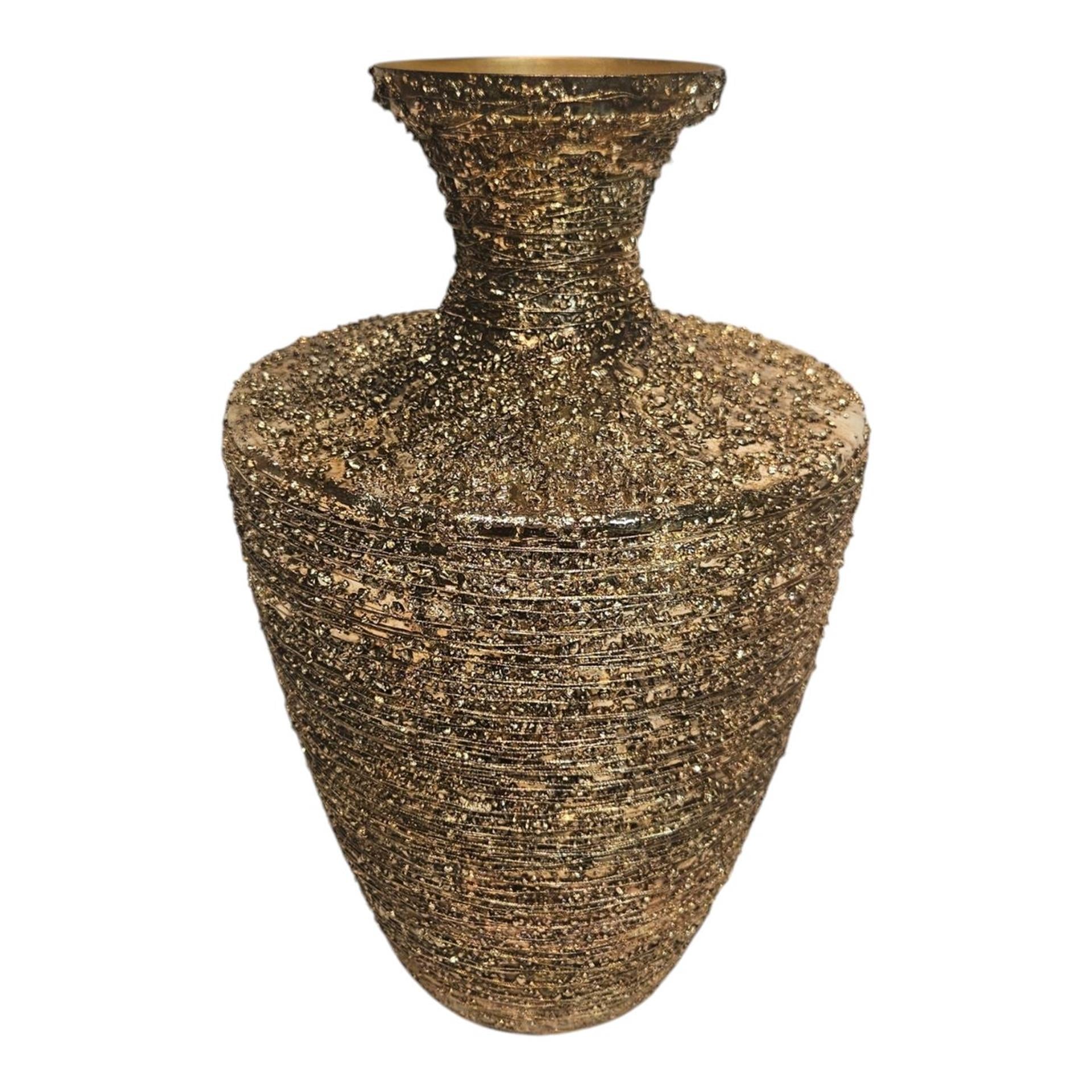 Mansion-Atmosphäre-Vase aus glänzendem Metall, goldfarben, 11 x 23 x 37 cm