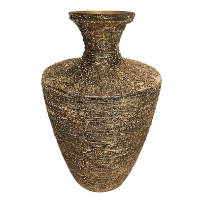 Mansion-Atmosphäre-Vase aus glänzendem Metall, goldfarben, 11 x 23 x 37 cm