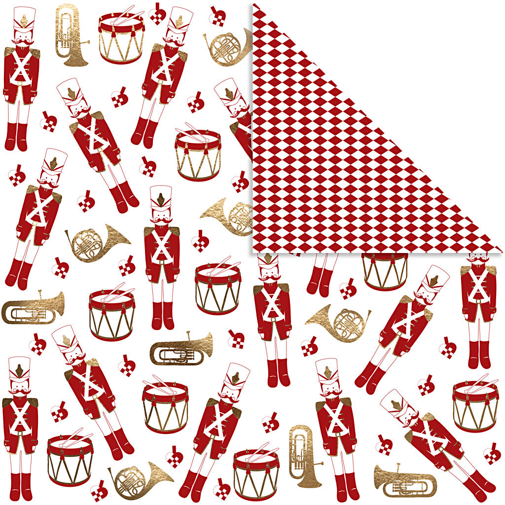 Vivi Gade Designpapier, Nussknacker, 180 g, Gold, Rot, Weiß, 3 Blatt 1 Box