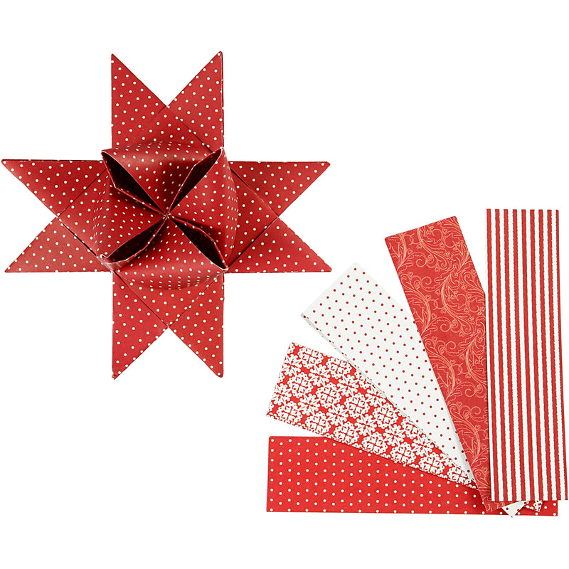 Vivi Gade Papierflechtstreifen, L: 100 cm, B: 40 mm, T 18 cm, rot, weiß, 40 Streifen 1 Box