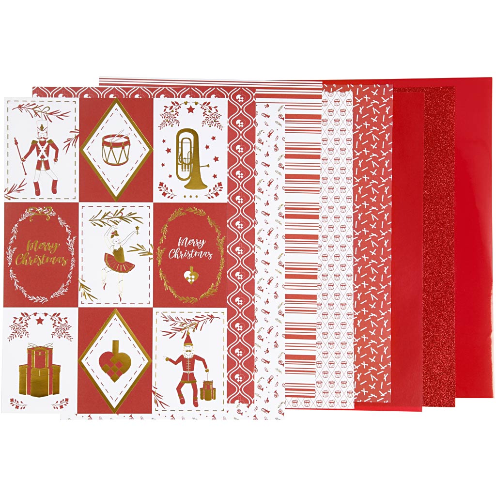 Vivi Gade Design-Papierblock, Größe 21 x 30 cm, 120+128 g, rot, weiß, 24 Blatt, 1 Box