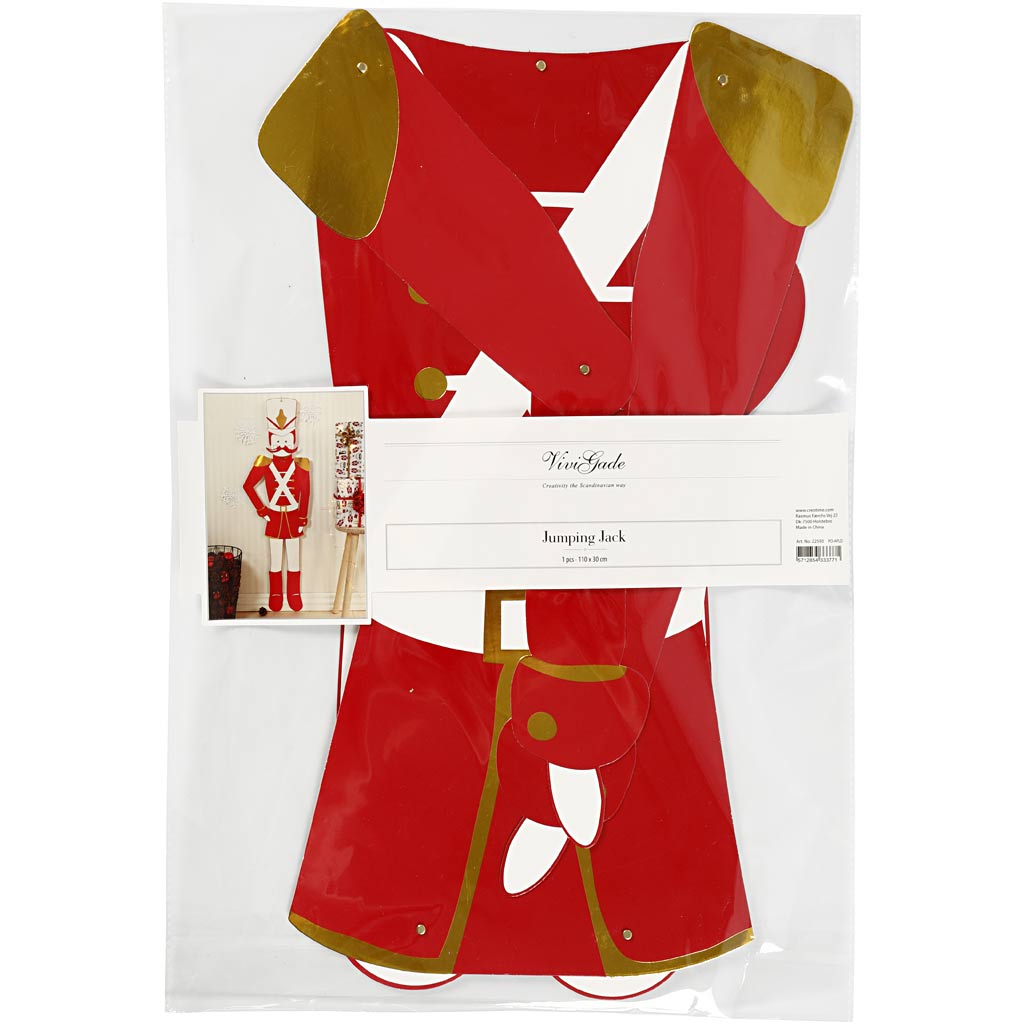 Vivi Gade Nussknacker, H: 110 cm, B: 30 cm, 300 g, Gold, Rot, Weiß, 1 Stück