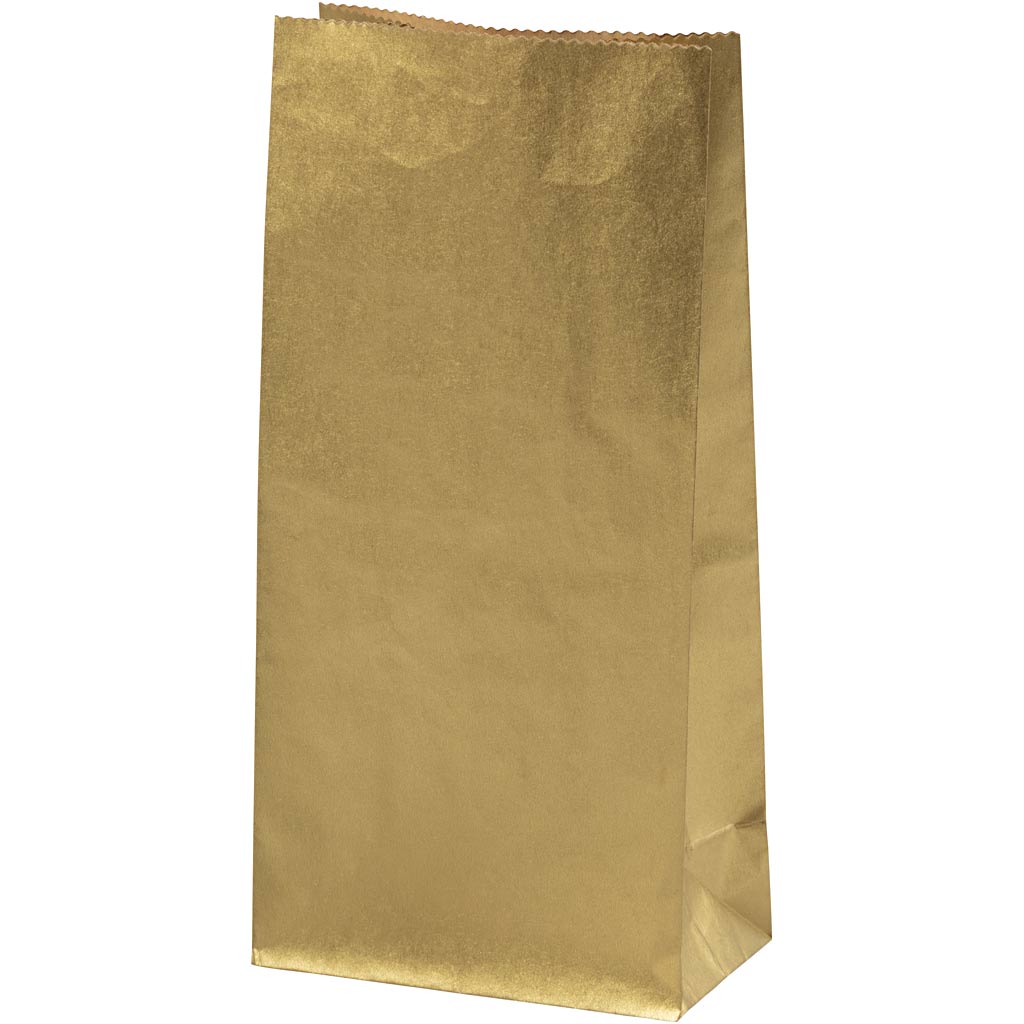 Creativ Company Papiertüten, H: 22,5 cm, Größe 6,5x11 cm, 50 gr, Gold, 100 Stück 1 Box