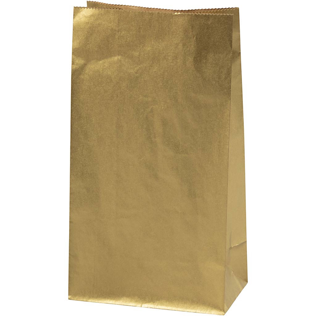 Creativ Company Papiertüten, H: 27 cm, Größe 9x15 cm, 50 gr, Gold, 100 Stück 1 Box