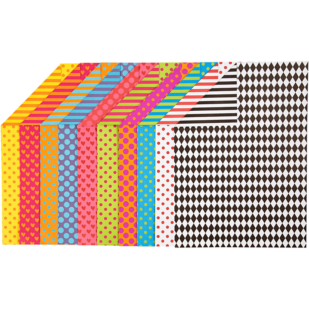 Creativ Company bedruckter Karton, A4, Blatt 210 x 297 mm, 250 g, verschiedene Farben, 200 Blatt, 1 Karton