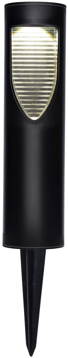 Grundig Solar-Gartenbeleuchtung – Gartenlampe mit Erdspieß – Außenbeleuchtung – warmweißes LED-Licht – IP44 spritzwassergeschützt – Brenndauer 6–8 Stunden – Schwarz