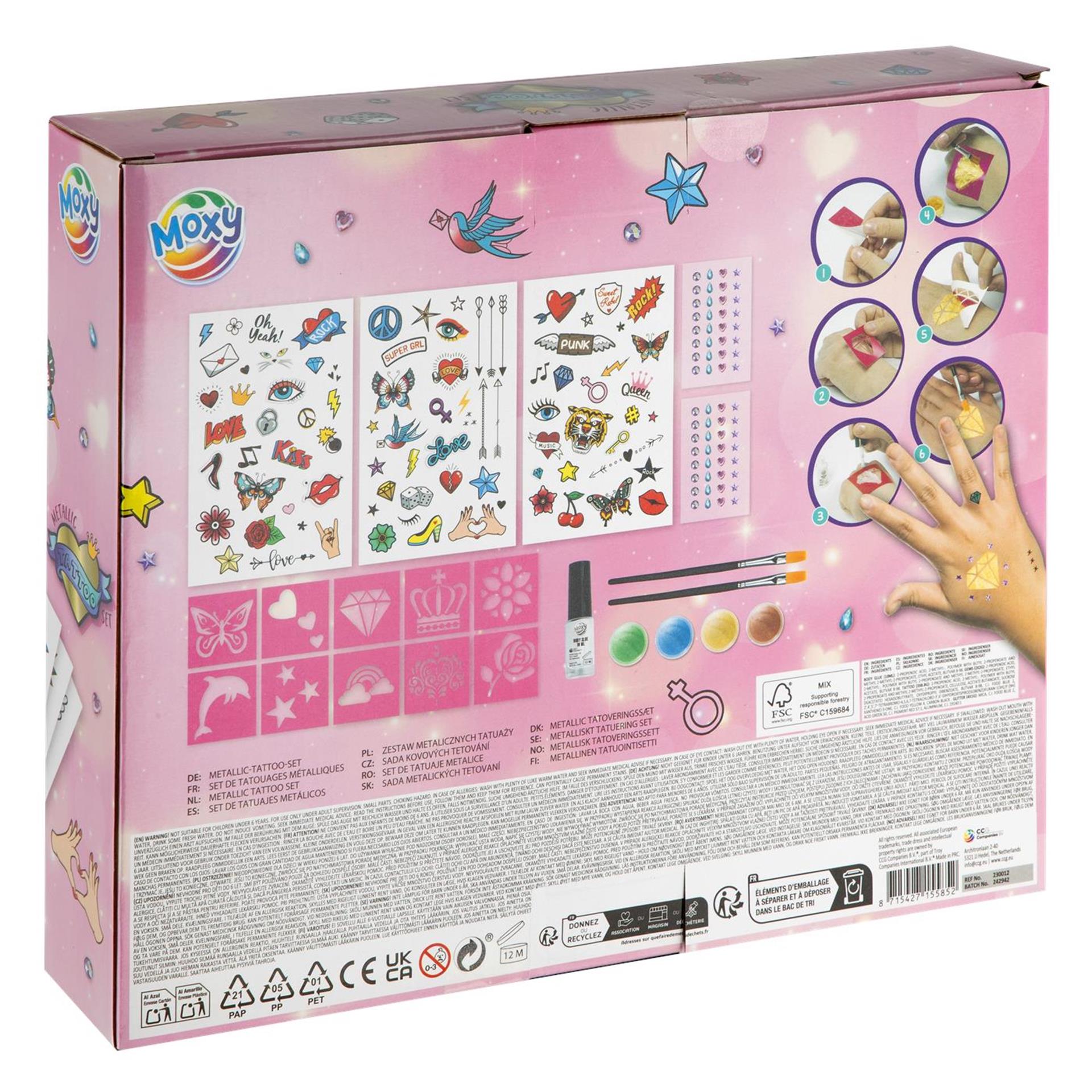 Moxy Metallic-Tattoo-Set inkl. Schablonen,