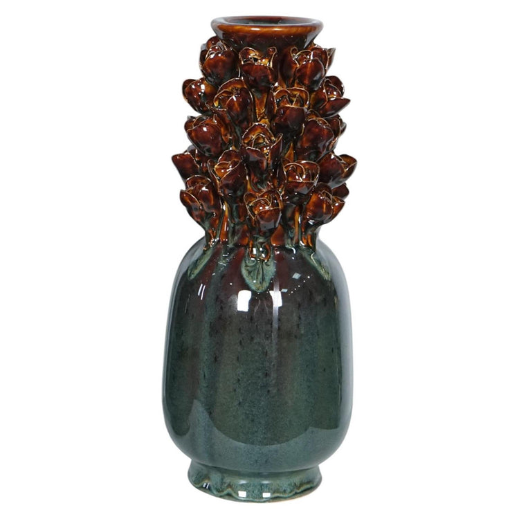Mansion Atmosphäre Vase Airlie Keramik braun grün 13x32cm