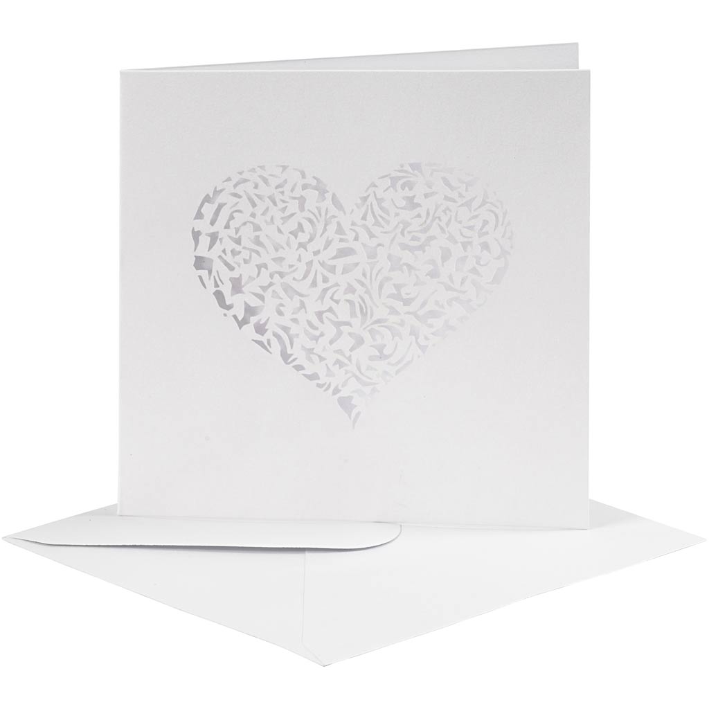 Creativ-Firmenkarte mit Umschlag, Kartengröße 13,5 x 13,5 cm, Umschlaggröße 14,5 x 14,5 cm, 240+110 g, weiß, 5 Set 1 Box
