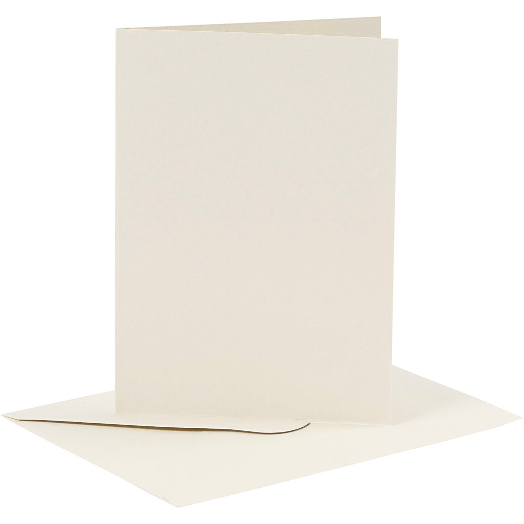 Creativ-Firmenkarten und Umschläge, Kartengröße 10,5 x 15 cm, Umschlaggröße 11,5 x 16,5 cm, 110+230 g, gebrochenes Weiß, 6er-Set 1 Box