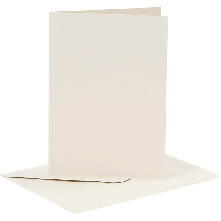 Creativ-Firmenkarten und Umschläge, Kartengröße 10,5 x 15 cm, Umschlaggröße 11,5 x 16,5 cm, 110+230 g, gebrochenes Weiß, 6er-Set 1 Box