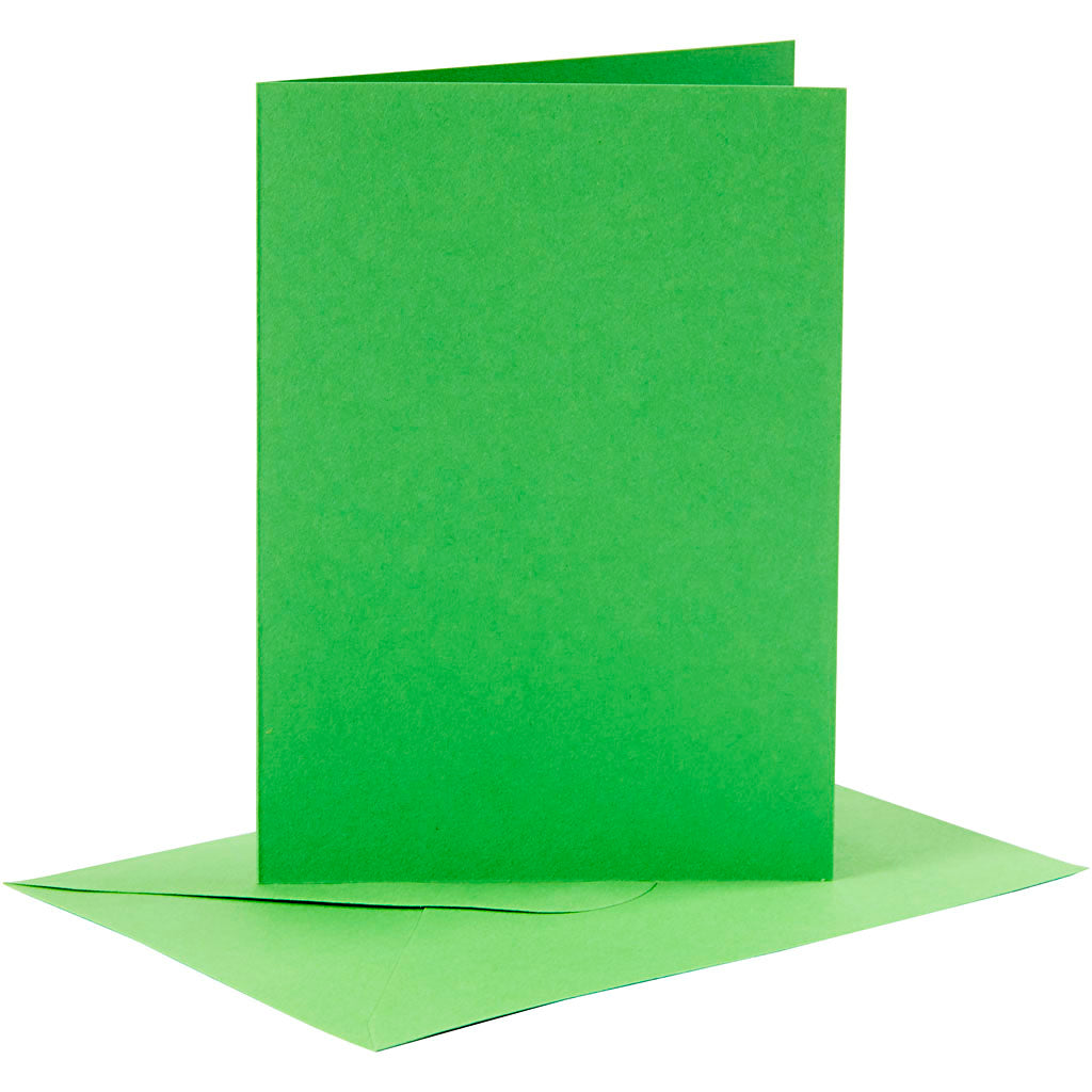 Creativ-Firmenkarten und Umschläge, Kartengröße 10,5 x 15 cm, Umschlaggröße 11,5 x 16,5 cm, 110+220 g, grün, 6er-Set 1 Box