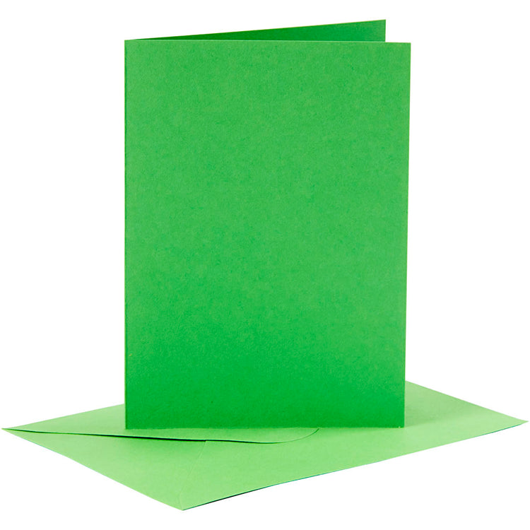 Creativ-Firmenkarten und Umschläge, Kartengröße 10,5 x 15 cm, Umschlaggröße 11,5 x 16,5 cm, 110+220 g, grün, 6er-Set 1 Box