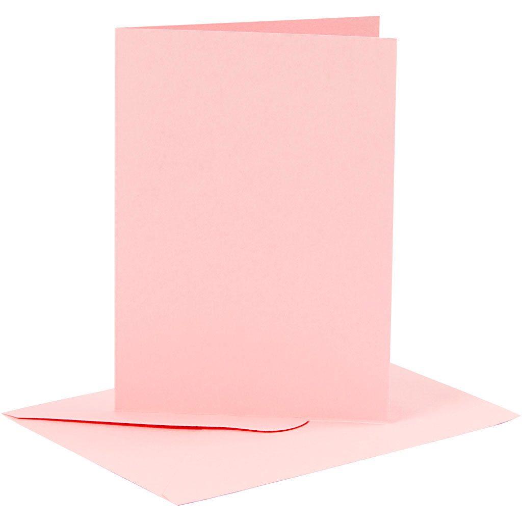 Creativ-Firmenkarten und Umschläge, Kartengröße 10,5 x 15 cm, Umschlaggröße 11,5 x 16,5 cm, 110+220 g, rosa, 6er-Set 1 Box