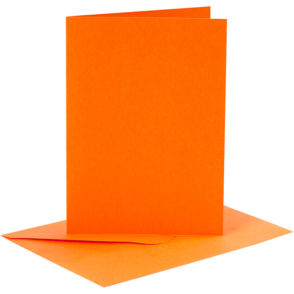 Creativ-Firmenkarten und Umschläge, Kartengröße 10,5 x 15 cm, Umschlaggröße 11,5 x 16,5 cm, 110+220 g, orange, 6er-Set 1 Box