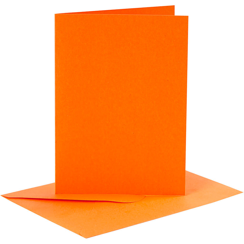 Creativ-Firmenkarten und Umschläge, Kartengröße 10,5 x 15 cm, Umschlaggröße 11,5 x 16,5 cm, 110+220 g, orange, 6er-Set 1 Box