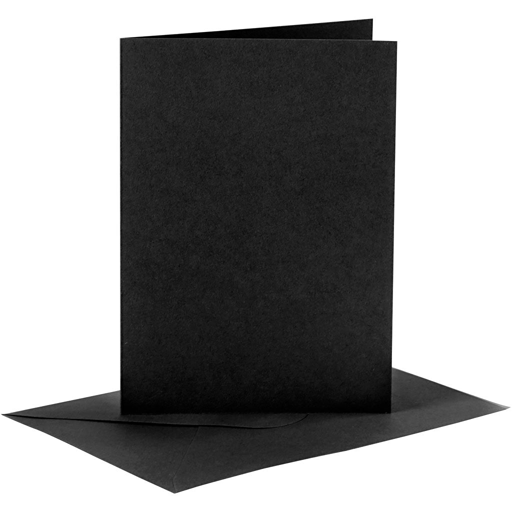 Creativ-Firmenkarten und Umschläge, Kartengröße 10,5 x 15 cm, Umschlaggröße 11,5 x 16,5 cm, 110+230 g, schwarz, 6er-Set 1 Box