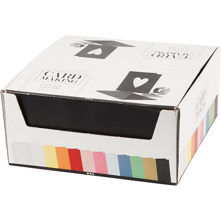 Creativ-Firmenkarten und Umschläge, Kartengröße 10,5x15 cm, Umschlaggröße 11,5x16,5 cm, verschiedene Farben, 12x10 Box 1 Box