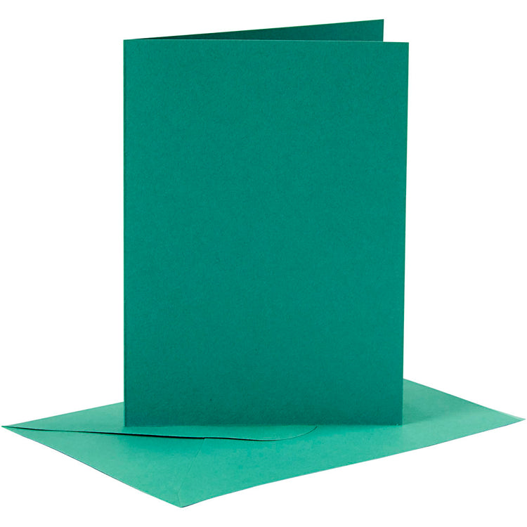 Creativ-Firmenkarten und Umschläge, Kartengröße 10,5 x 15 cm, Umschlaggröße 11,5 x 16,5 cm, 110+230 g, dunkelgrün, 6er-Set 1 Box