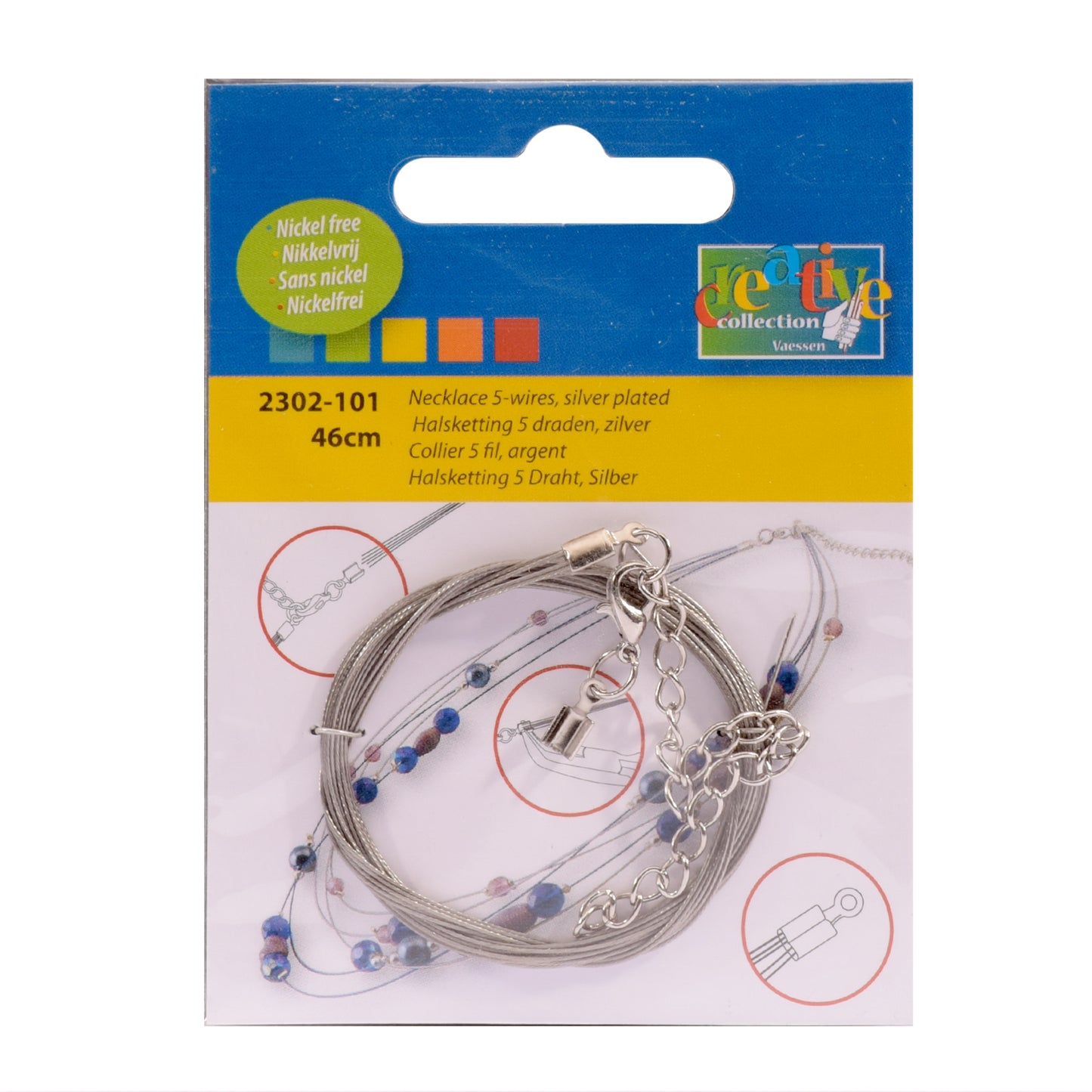 Vaessen creative • Kette 46 cm, 5-adrig, Nickel