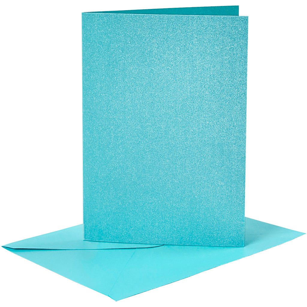 Creativ-Firmenkarten und Umschläge, Kartengröße 10,5 x 15 cm, Umschlaggröße 11,5 x 16,5 cm, Perlmutt, 120+210 g, blau, 4 Set 1 Box