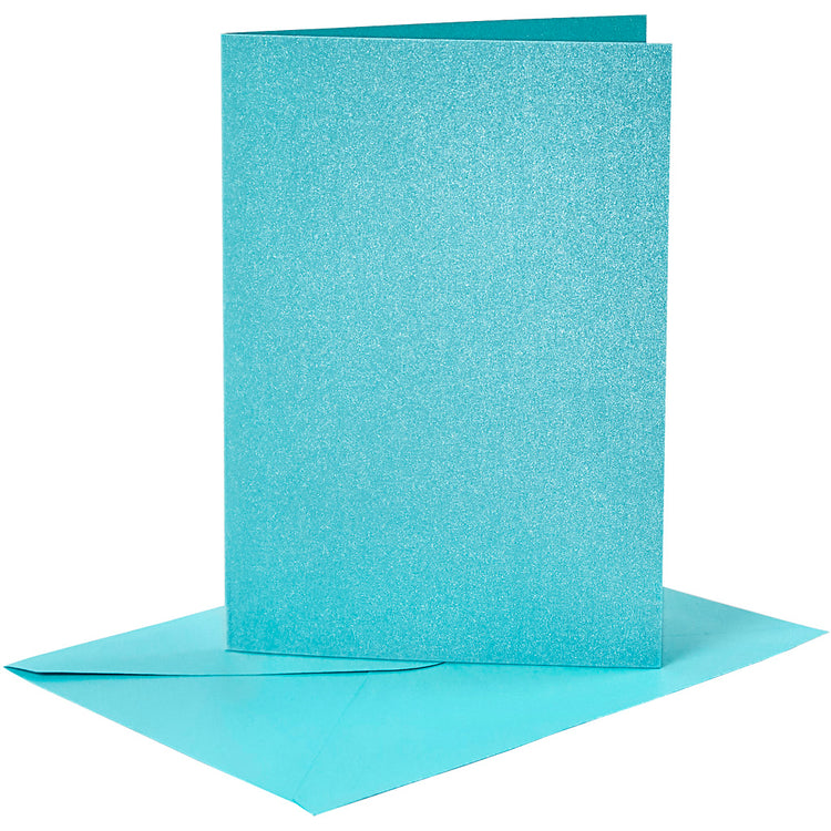 Creativ-Firmenkarten und Umschläge, Kartengröße 10,5 x 15 cm, Umschlaggröße 11,5 x 16,5 cm, Perlmutt, 120+210 g, blau, 4 Set 1 Box