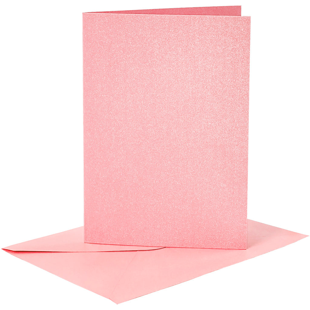 Creativ-Firmenkarten und Umschläge, Kartengröße 10,5 x 15 cm, Umschlaggröße 11,5 x 16,5 cm, Perlmutt, 120+210 g, rosa, 4 Set 1 Box