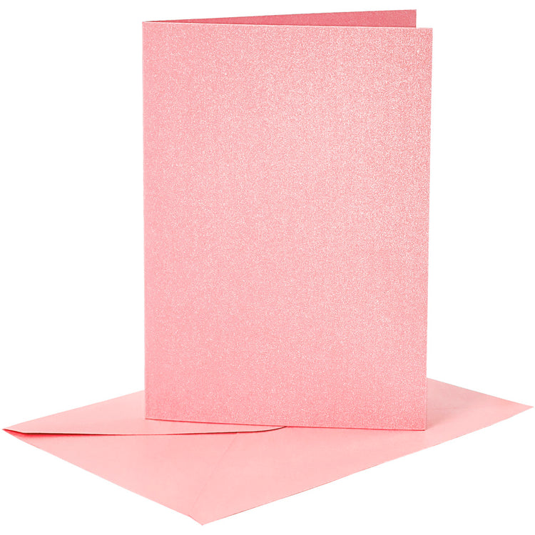 Creativ-Firmenkarten und Umschläge, Kartengröße 10,5 x 15 cm, Umschlaggröße 11,5 x 16,5 cm, Perlmutt, 120+210 g, rosa, 4 Set 1 Box