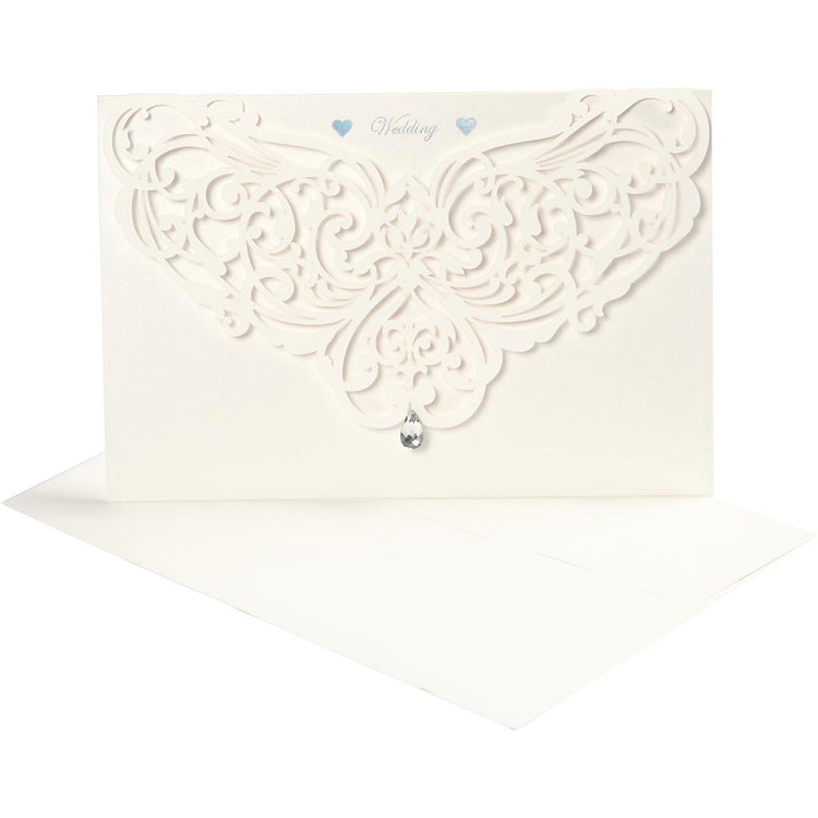 Creativ-Firmenkarte mit Umschlag, Kartengröße 12 x 17,7 cm, Umschlaggröße 18 x 12,5 cm, 230 g, gebrochenes Weiß, 5er-Set 1 Box