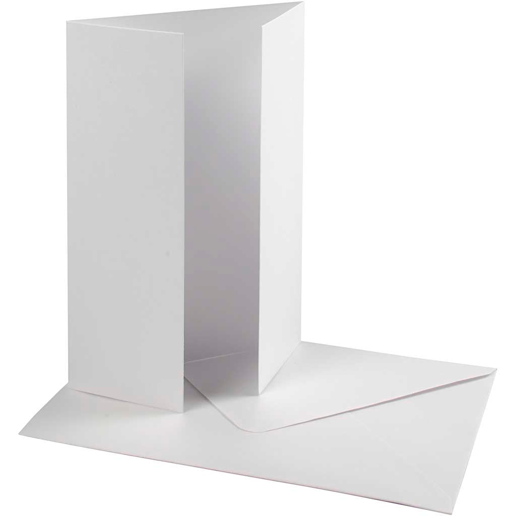 Creativ Company Perlmutt-Kartenumschlag, Kartengröße 10,5 x 15 cm, Umschlaggröße 11,5 x 16,5 cm, 230+120 g, weiß, 10er-Set 1 Box