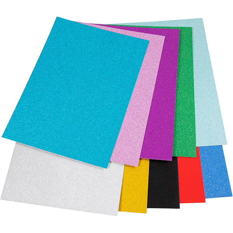Glitzerkarton, A4, Farben können variieren, 250 gr, 10 Blatt, 1 Karton