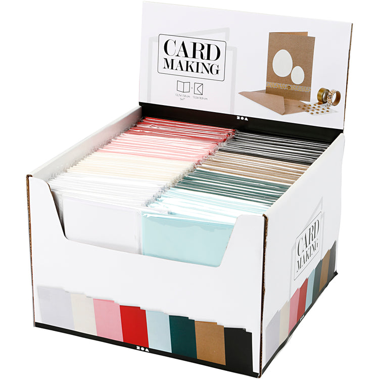 Creativ-Firmenkarten und Umschläge, Kartengröße 12,7 x 17,8 cm, Umschlaggröße 13,3 x 18,5 cm, 230 g, verschiedene Farben, 8 x 10 Box 1 Box