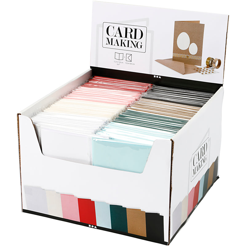 Creativ-Firmenkarten und Umschläge, Kartengröße 12,7 x 17,8 cm, Umschlaggröße 13,3 x 18,5 cm, 230 g, verschiedene Farben, 8 x 10 Box 1 Box