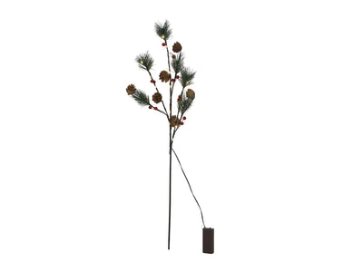 Svenska lebender künstlicher Zweig, rote Beere, Kiefernblatt, 20 LEDs, 75 cm