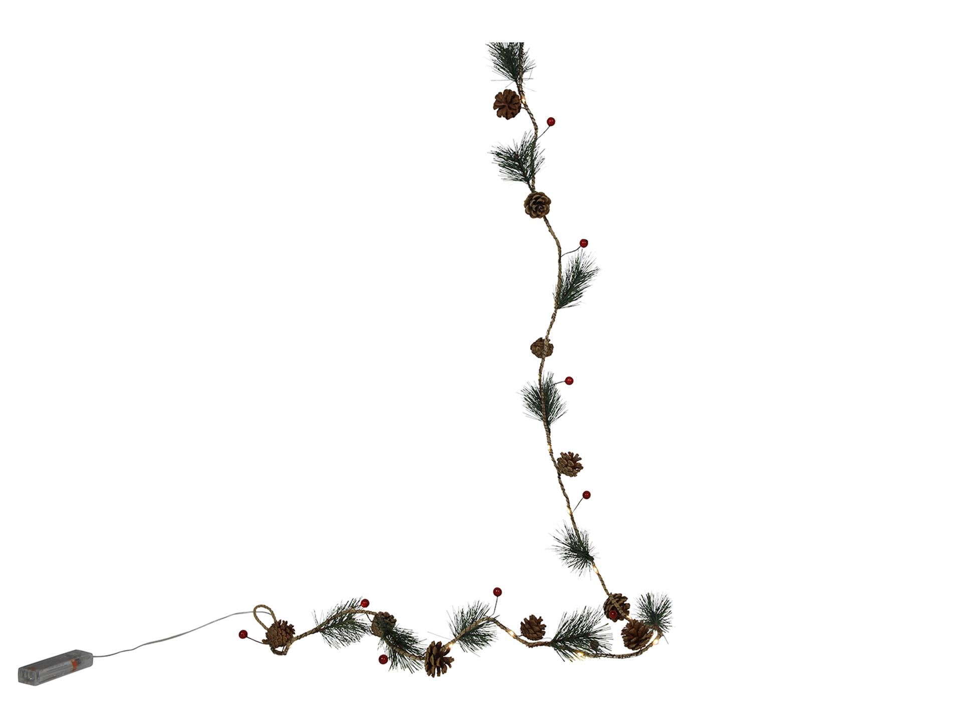 Svenska lebende Girlande mit roten Beeren, Kiefernblatt, 20 LEDs, 180 cm
