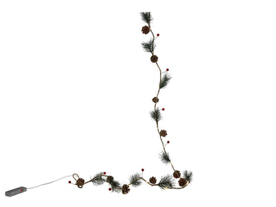 Svenska lebende Girlande mit roten Beeren, Kiefernblatt, 20 LEDs, 180 cm