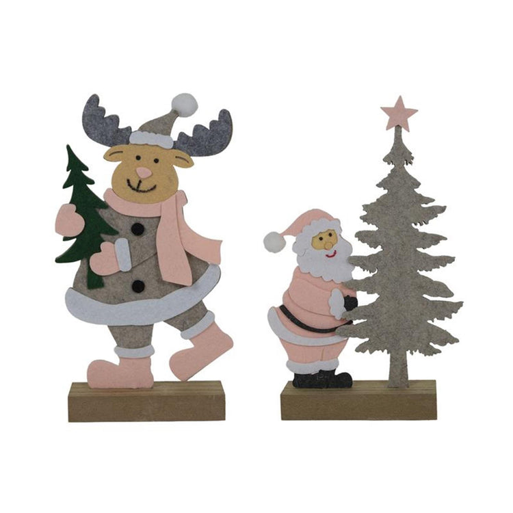 Svenska lebender Weihnachtsmann Rentier Filz 25cm rosa grau
