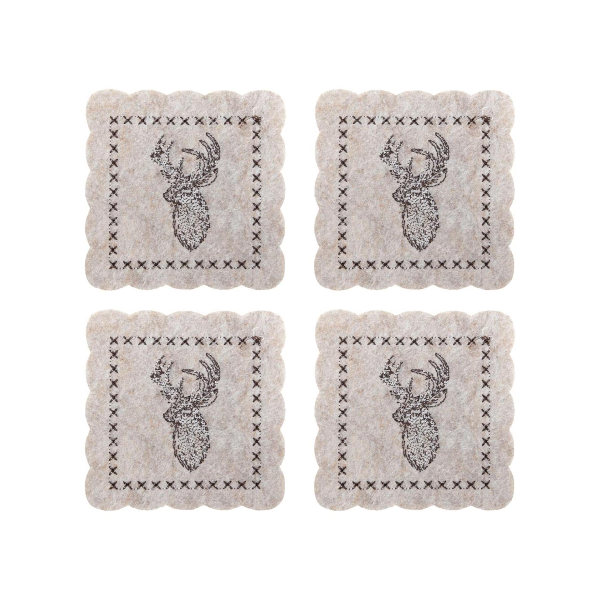 Svenska Living Untersetzer aus Rentierfilz, 4er-Set, 10 cm