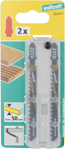 Wolfcraft – Stichsägeblatt 100 mm – HCS, T-Schaft – 2 Stück – Stichsägeblätter – 2310000