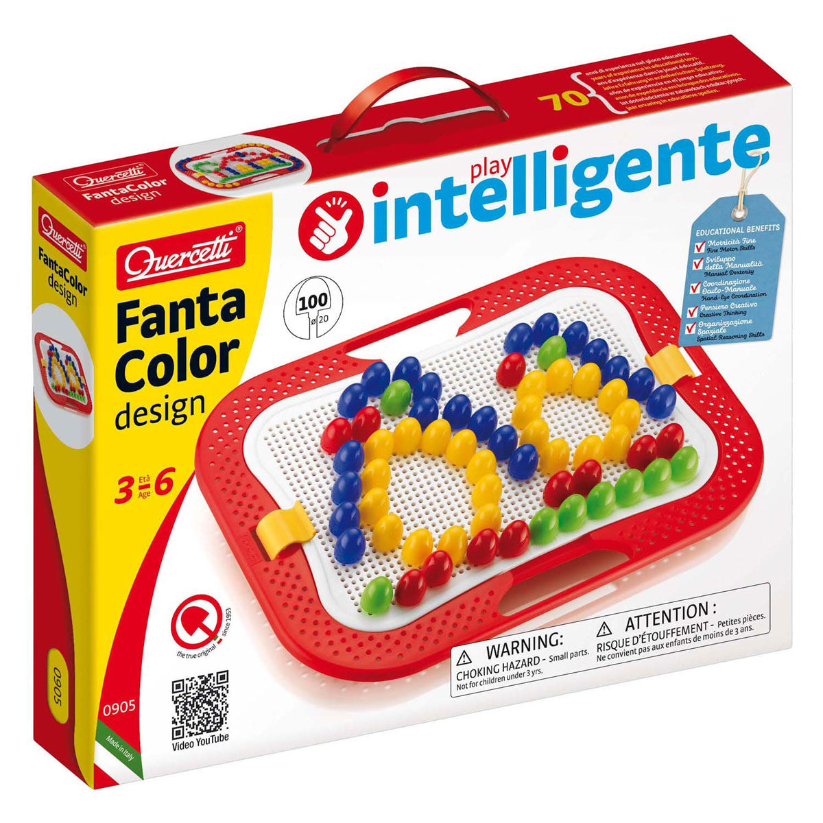 Quercetti Fantacolor Design Insteek Mosaic, 100 Stifte